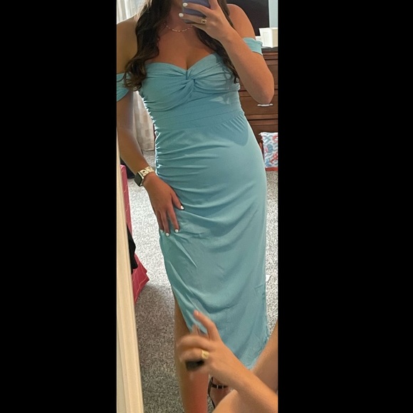 Abercrombie & Fitch Off the Shoulder ruched midi dress - Picture 2 of 5